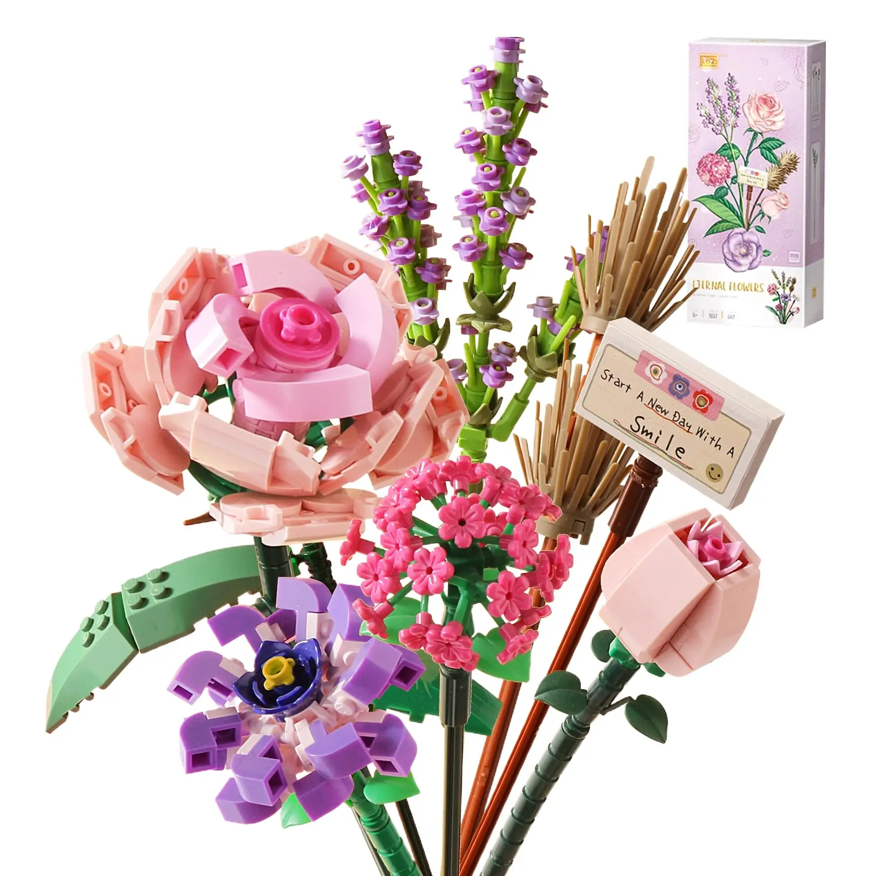 Mini Block Kids Building Toys Bricks Flowers Puzzle Pot Plants Girls Gift Home Decor (1657-1659(With Box)) 1