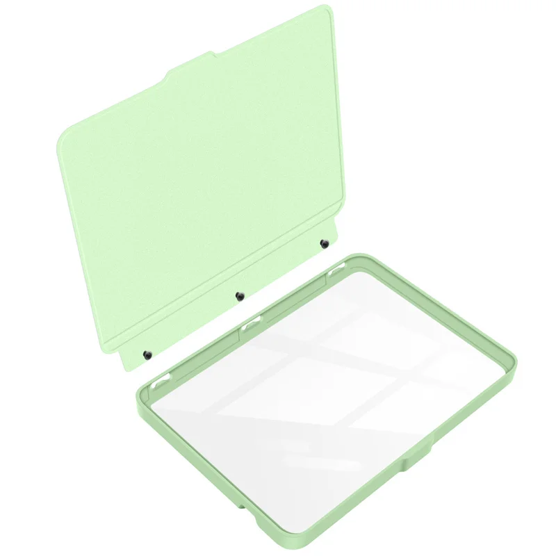 Detachable Acrylic Clear Back Case with PU Leather Smart Sleep Cover