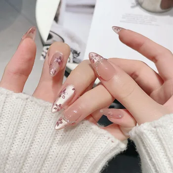 Alternative view of Blush Floral Almond Press On Nails