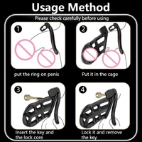 Keuschheitskäfig für Männer mit 4-Größen-Ringen, SM-Penishalterung, Sperrkäfig für Männer, Penis-Übungstraining, Bondage, Sexspielzeug für Erwachsene, Vogelkäfig 6
