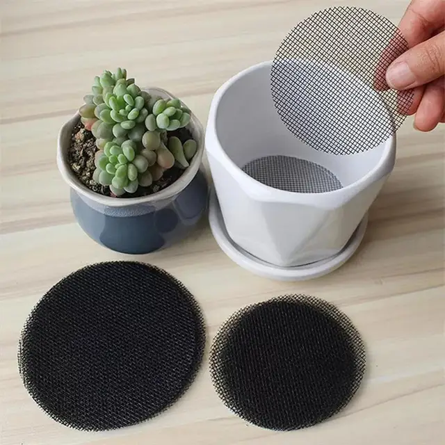 50 pièces Pot de fleur trou maille Pad respirant bonsaï maille Drainage écrans bonsaï Pot bas grille tapis Drainage maille trou écran 3