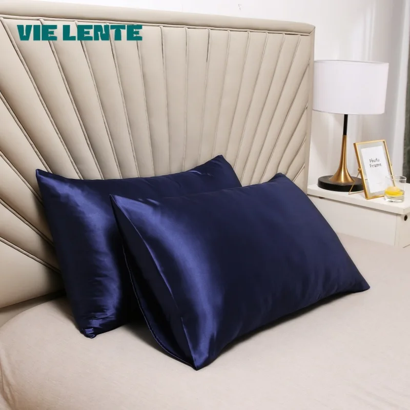 Pure Emulation Silk Satin Pillowcase Comfortable Pillow Cover Pillowcase Cool in Summer for Bed Throw Pillows Covers Bedroom 2
