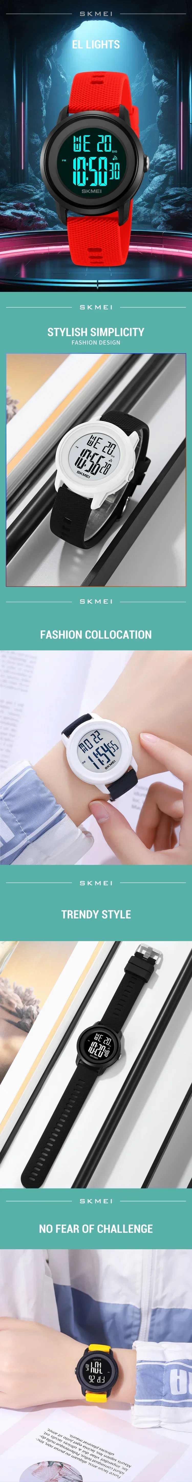 SKMEI 2218 Luxury Alarm Digital Watches for Women Men Waterproof Sports LED Display Mens Womens Wristwatches 1893 Relojes Mujer