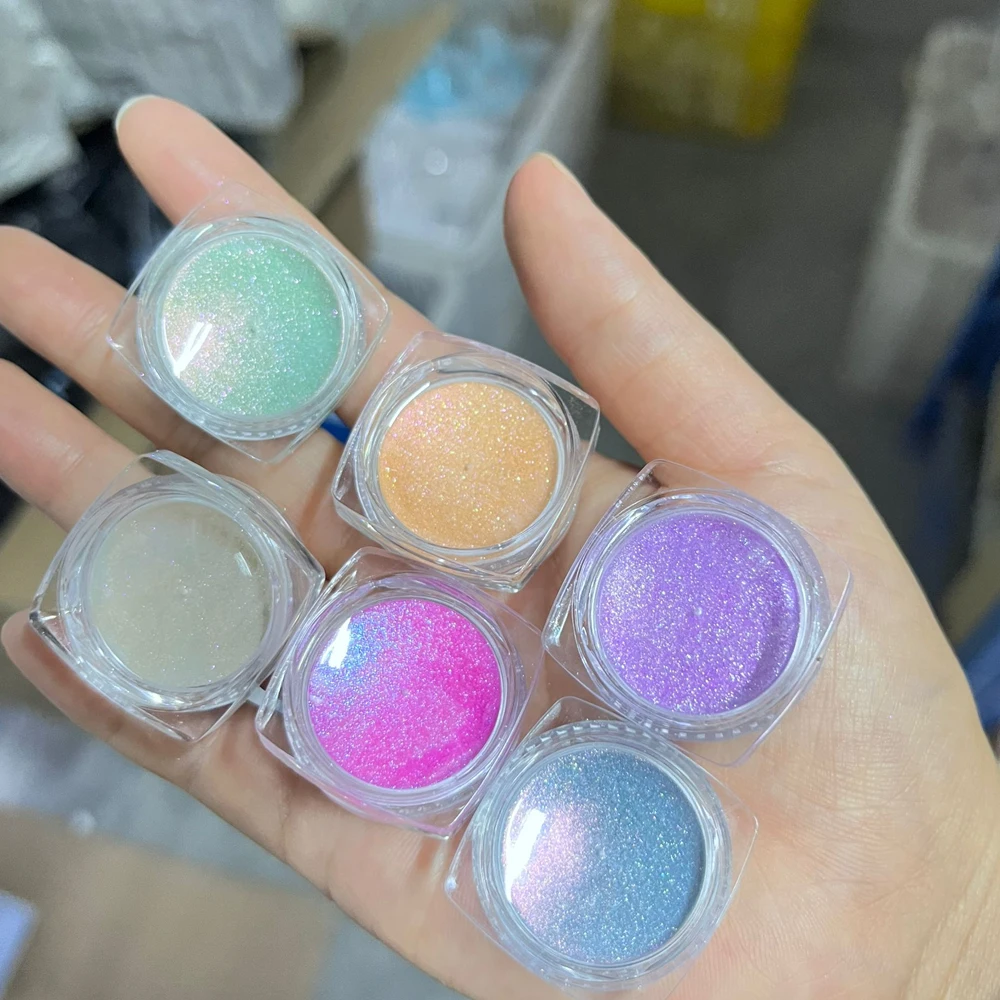 Chameleon Aurora Chrome Nail Powder 6-Color Mica Pigment Suit For Eyeshadow Nail Gel Makeup Party Festival Powder 6Jar/Set nail powder nail pigment mica powder nail powder set color shift pigment powder reflective powder