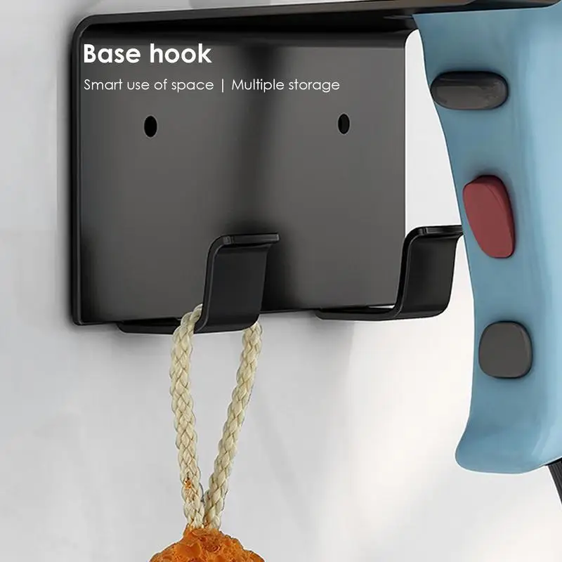 Porta Asciugacapelli Senza Foratura HELLA - Acciaio Carbonio, Adesivo, Con Gancio Per Cavi, Portata 10kg - Foto 3