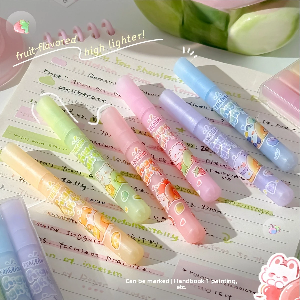 1 Set of 6 Different Colored Fruit-Scented Highlighters, Soft Pastel Highlighters for Office Use, Non-Toxic Scented Highlighters with Beveled Tip Suitable for School and Office - 3