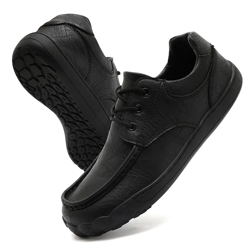 Men Wide Comfortable Leather Toe Barefoot Shoes for Men Soft Sole Casual Sneakers Anti-slip Classic Flats Shoe Male Plus Size 46 5