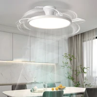 Moderne Invisible LED ventilateur de plafond lumières moteur à courant continu grand Volume d'air 4 pales pliantes lampes pour salon chambre salle à manger 2