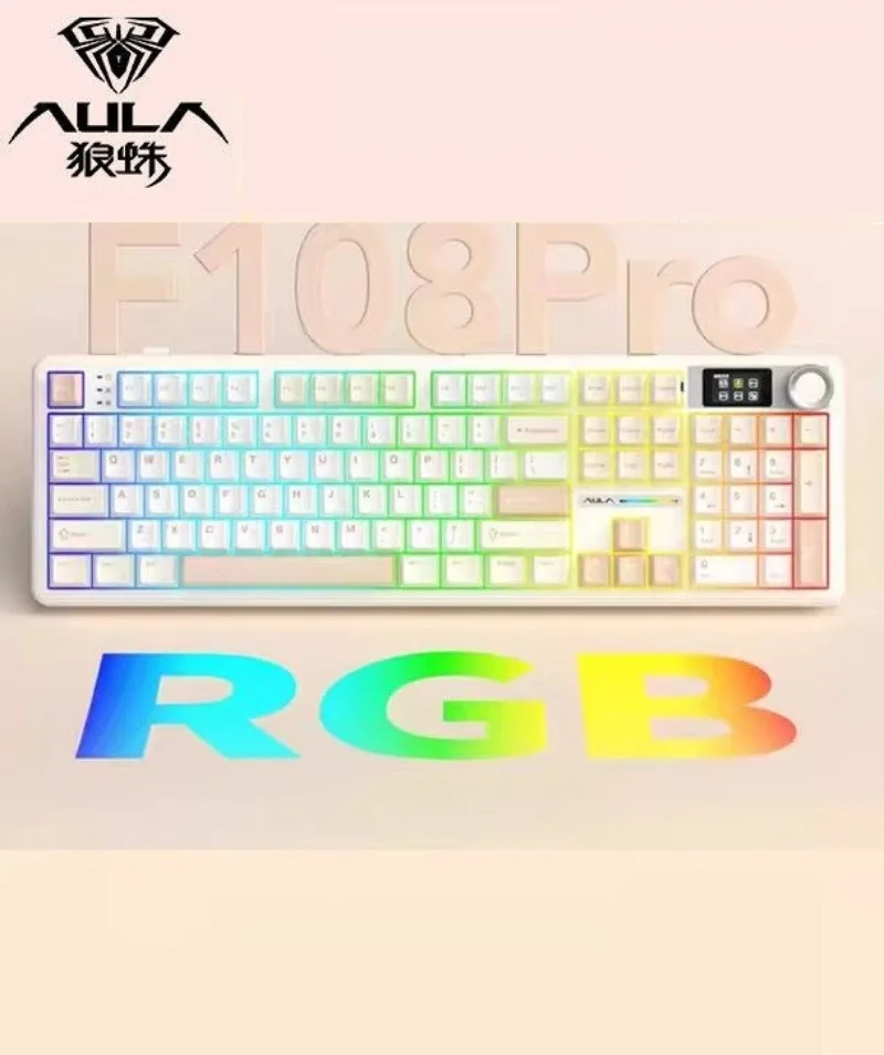 AULA F108Pro 기계식 키보드 3가지 모드 연결 8000mAh RGB 백라이트 108키 핫스왑 가능