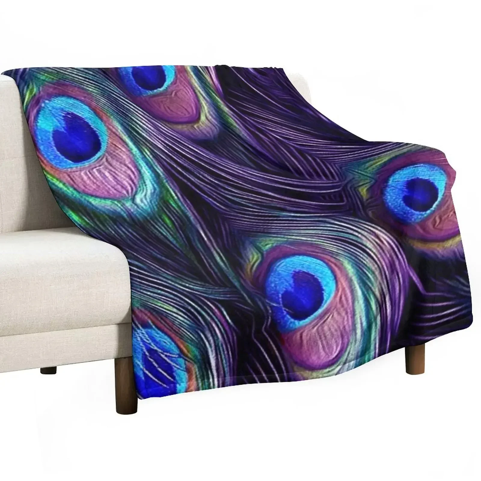 

Peacock Feather Throw Blanket Beach Nap Sleeping Bag Luxury Throw Blankets