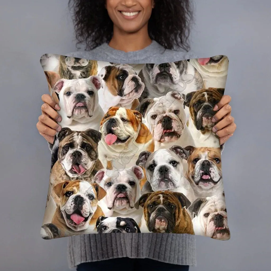 

A Bunch of English Bulldog Pillow Case 3D Printed Decorative Pillowcases Throw Pillow Cover Zipper Pillow cases Love Dog Gift