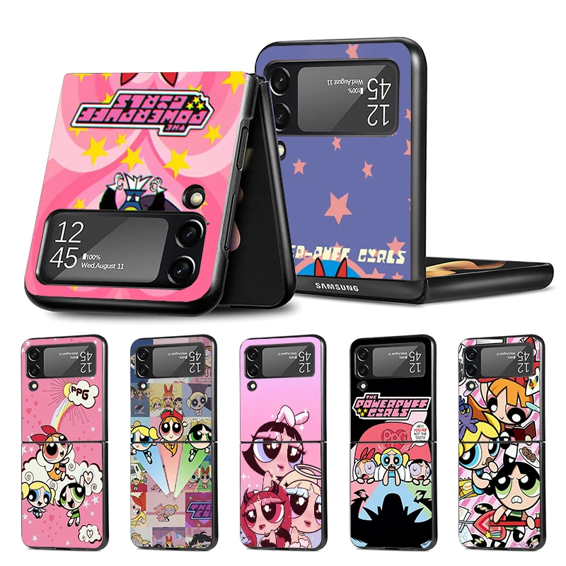 Cartoon P-Powerpuff-Girls Z Flip 4 Z Flip 4 Phnoe Case Per Samsung Z Flip 3 5 5G Black Hard Shell Galaxy Zflip3 Zflip4 Zflip5