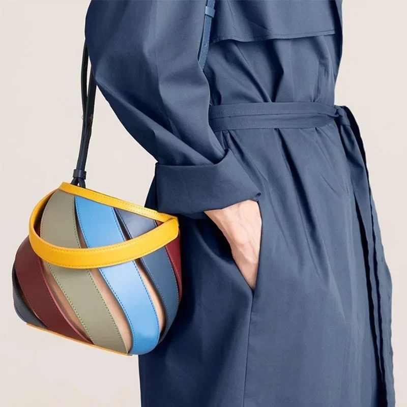

Luxury Brand Designer Women's Fashion Retro Geometric Bucket Bag Elegant Versatile Texture Ladies Handbag 2023 Sac À Main Femme