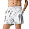 Mens Summer Outfit Shorts Shiny Nightclub Glossy Gold Sliver Black Sweatpants Men Metallic Disco Party Drawstring Short Pants 4