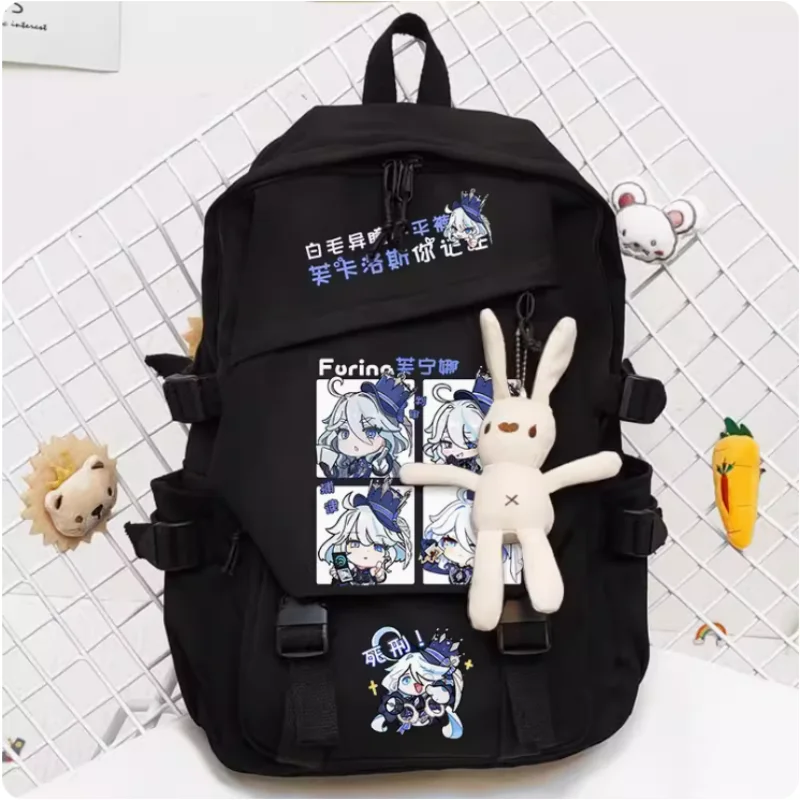 Anime Genshin Impact Furina Big Capacity High School Backpack Travel Bag Boy Teenager Schoolbag