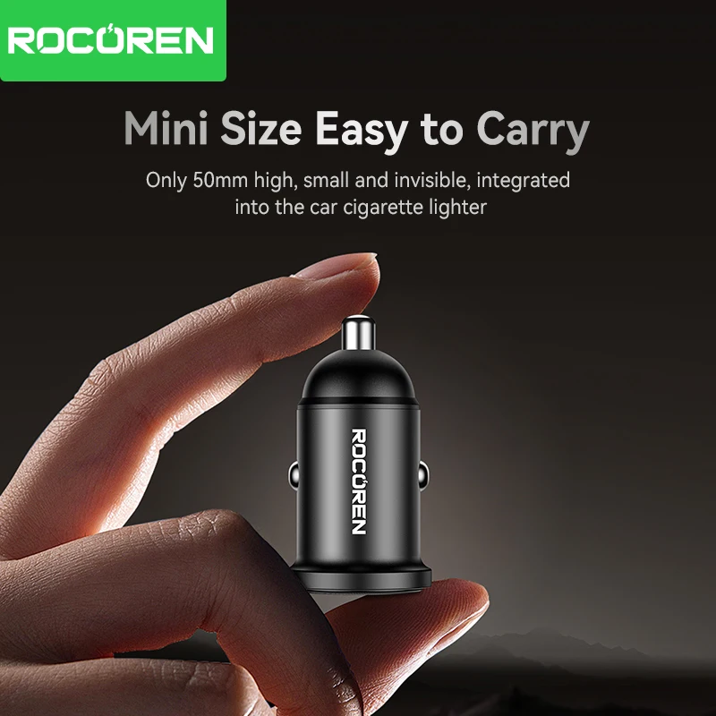 Rocoren Mini PD 35W USB Car Charger QC 3.0 Fast Charge Type C Car Mobile Phone Charger Adapter For iPhone 16 15 Samsung Xiaomi Best Sellers In Phones Accessories
