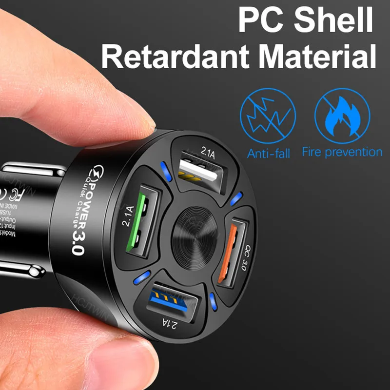 3A Qc3.0 4usb Car Charger Fast Charging One for Four Vehicle-Mounted Mobile Phone | Мобильные телефоны и аксессуары