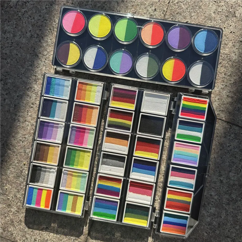 Professional Water Activated Face Paint Split Cake Palette Rainbow Makeup  in  Carnival Party Festival Cosplay  Makeup 6