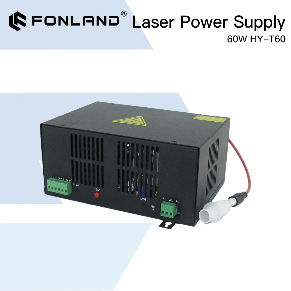 

Fonland 60W CO2 Laser Tube Power Supply for Reci W1 EFR Yongli Laser Engraving Cutting Machine HY-T60 T/W Series With Cable