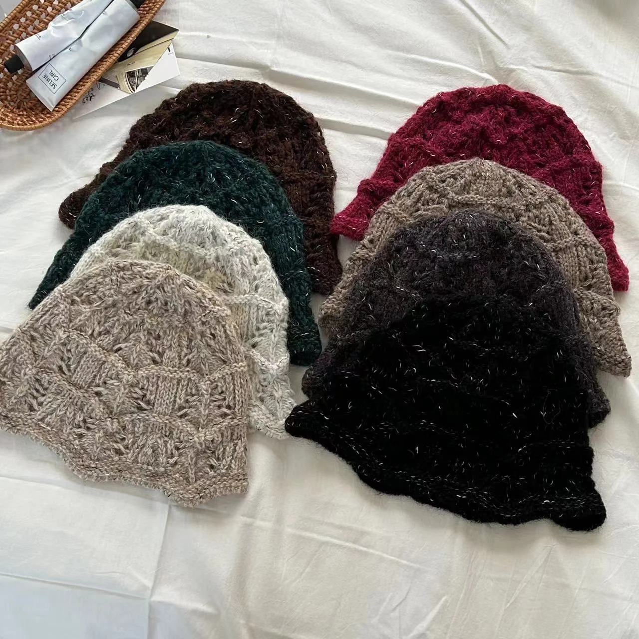 Early Autumn Temperament Style With Wool Yarn Hat Knitted For Warmth Niche Ins Retro Bucket Hat Toe Cap Basin Hat For Women_voghion.com