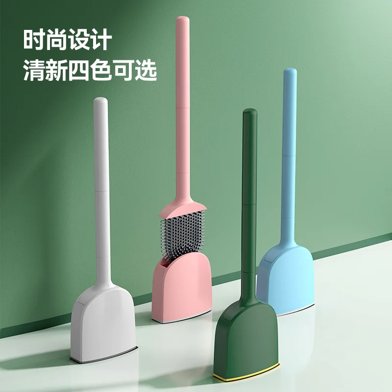 Hanging Silicone Toilet Brush Cleaner with Long Handle Flexible Cleaner Bathroom Brush Quick Drying Holder Bathroom Accessories