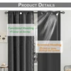 Quilted Blackout Curtains Heavy Duty Noise Reducing Thermal Insulated Drapes Liner Anti-cold Rod Pocket for Living Room Bedroom 5