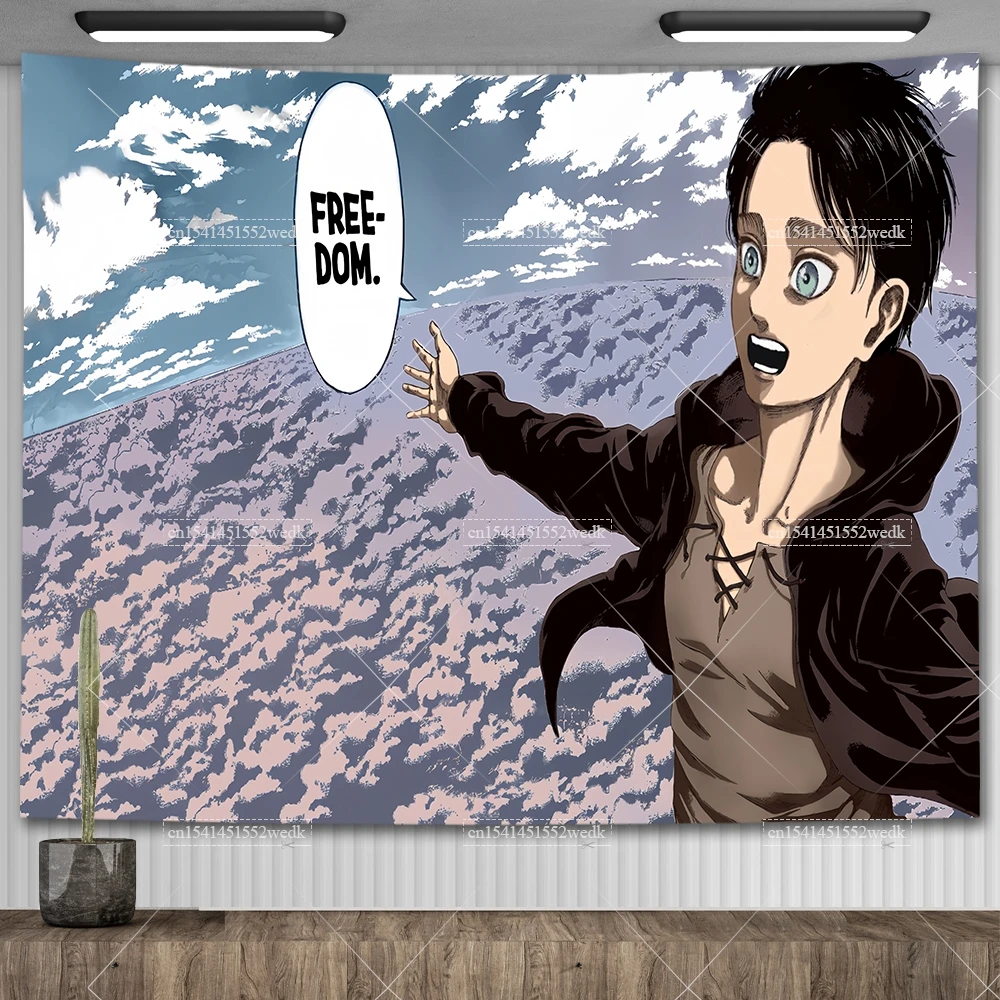 Manga Attack On Titan Freedom Tapestry Eren Jaeger Flags Wall