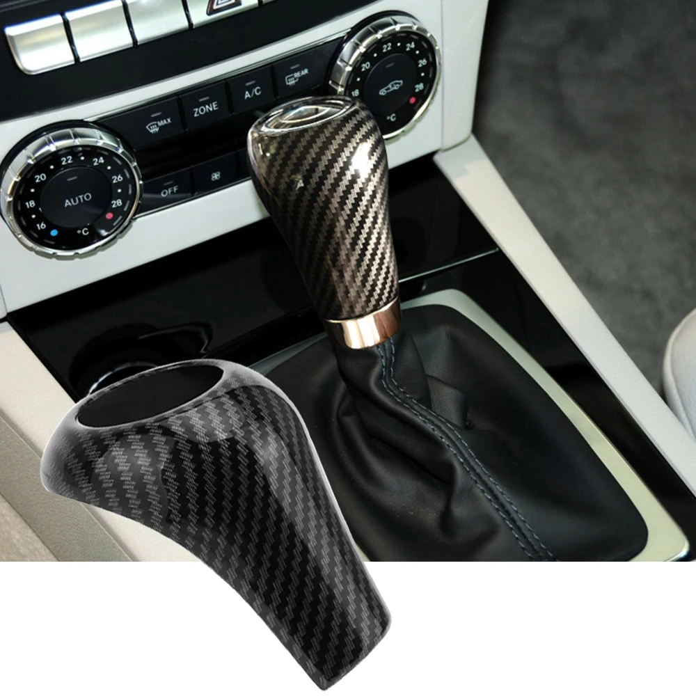 Carbon Fiber Style Car Gear Shift Knob Head Cover Sticker Interior Trim for Mercedes Benz W204 W212 A C E G GLS Class