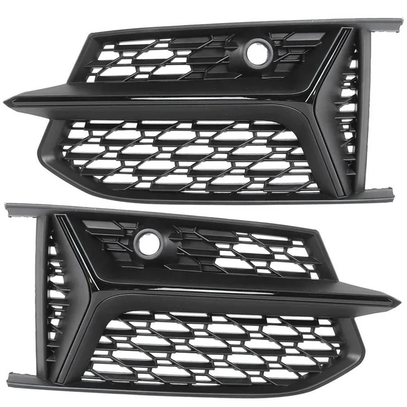 

2PCS Mesh RS6 Style Fog Light Grilles Grills Glossy Black Replacement Parts For A6 C8 S6 2019 2020