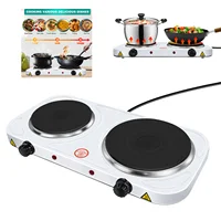 Plaque chauffante électrique filaire 1500W, Double plaque chauffante, brûleur électrique à 2 anneaux avec réglages de chaleur variables, cuisinière électrique de Table, camping 1