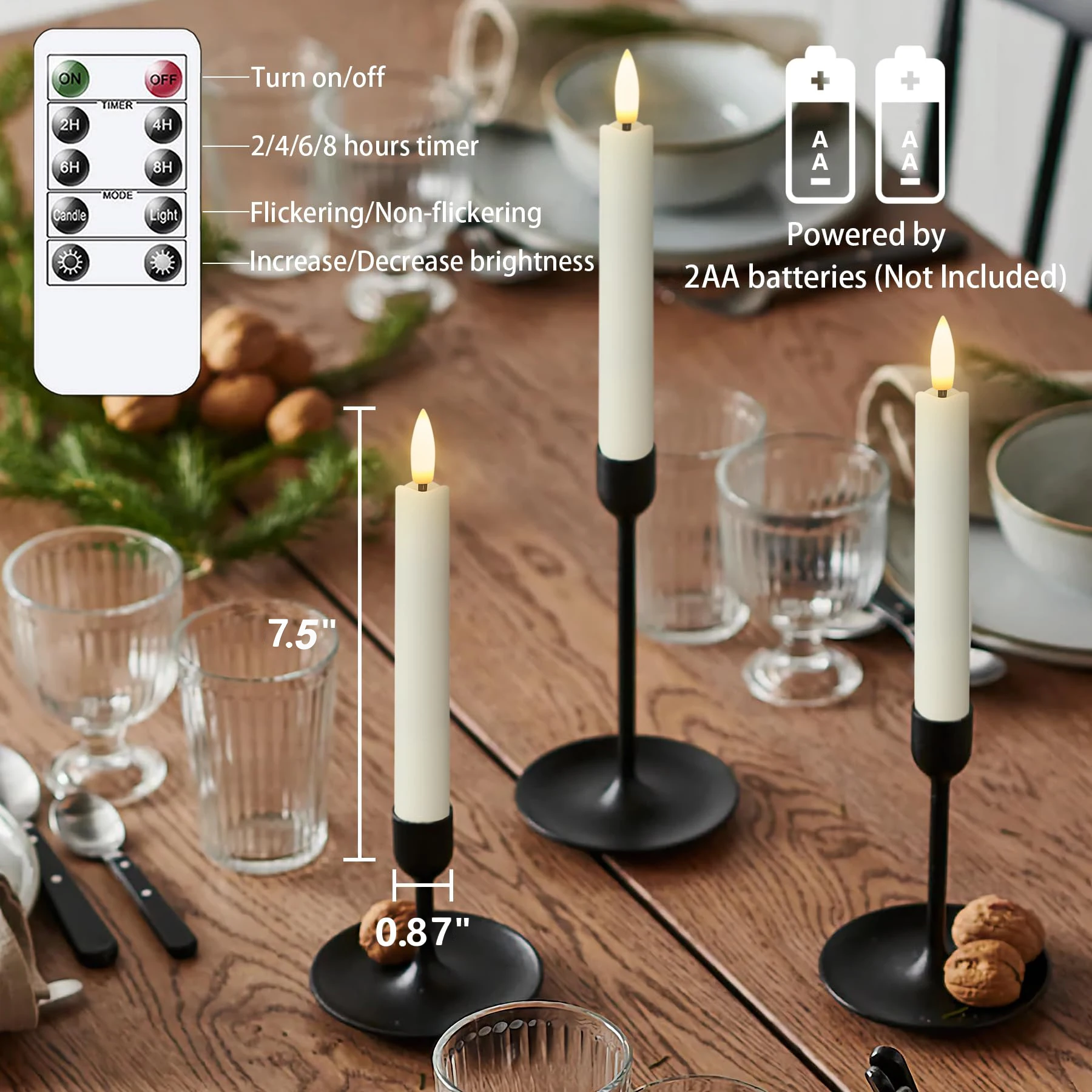 12-300 pcs LED Flameless Taper Candles 6