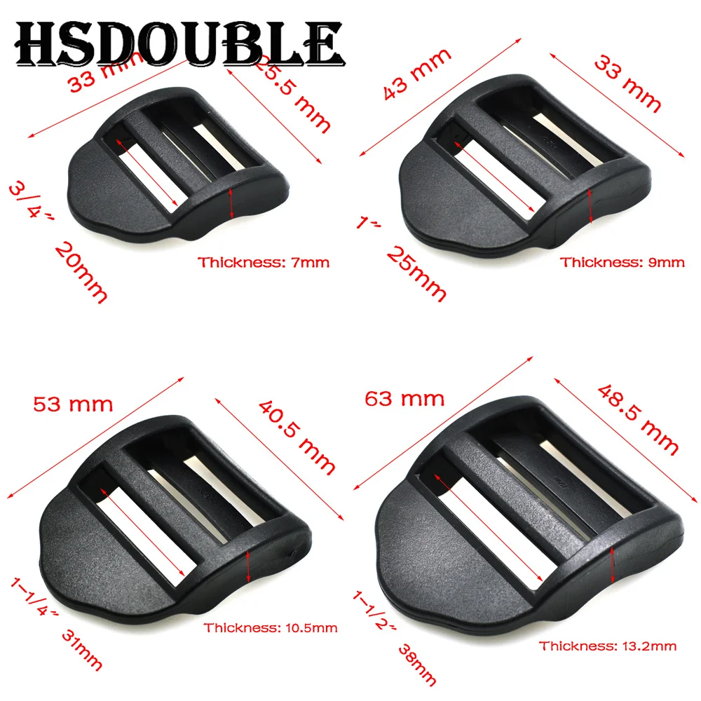Plastic Ladder Lock Slider Release Buckles 20mm 25mm 32mm 38mm 10 Pcs/Pack for Backpack Straps Webbing