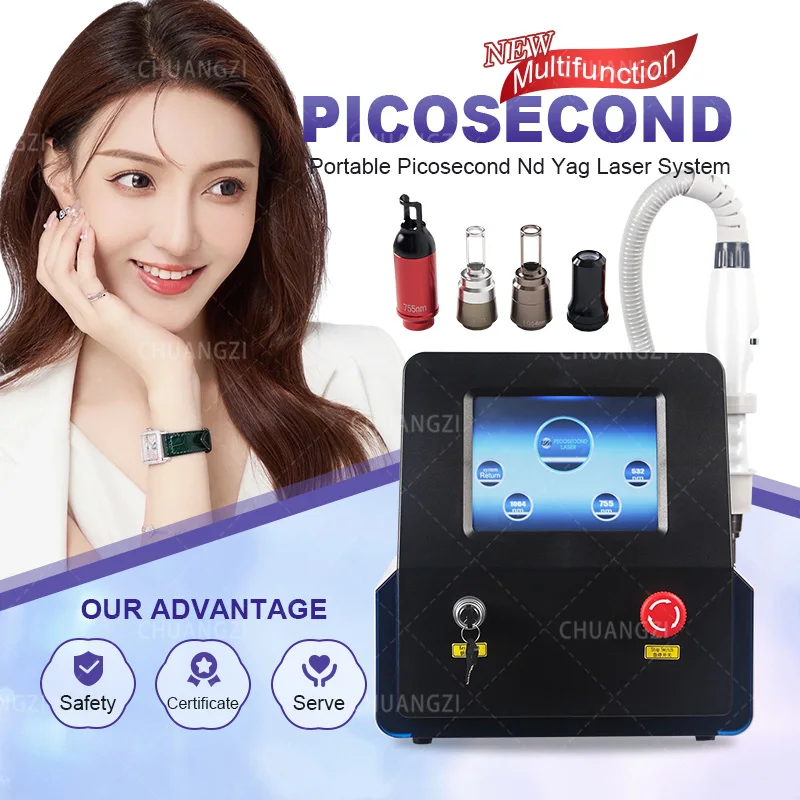 

Portable Q Switch pico Device 1064nm 532nm 1320nm Nd Yag Laser Tattoo Removal Picosecond Machine Hotest Selling