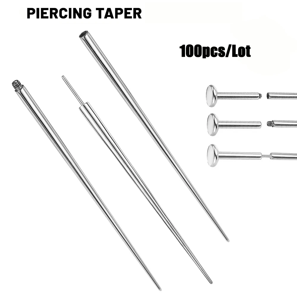 100pcs/Lot Surgical Steel 14/16/18G Insertion Pin Taper Easy For Piercing Earrings Jewelry Wear Easy Tool 14/16/18G Wholesale