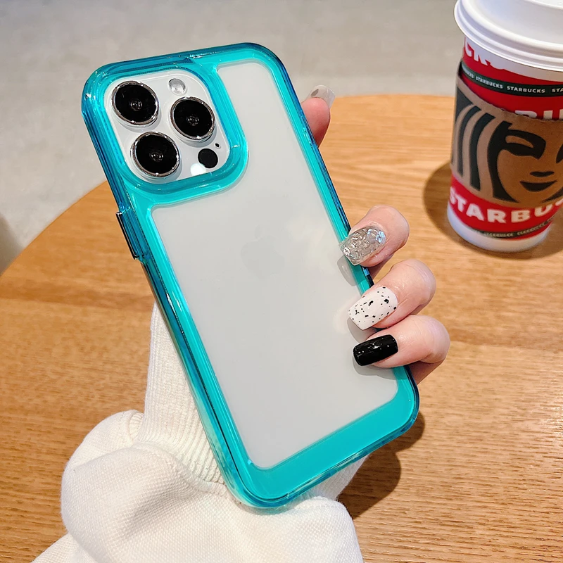 thumbnail image 1 of Luxury Transparent Shockproof Phone Case For iPhone 11 12 13 14 15 Pro X XR XS Max 7 8 Plus Soft Clear Bumper Hard Acrylic Cover, 1 of 5
