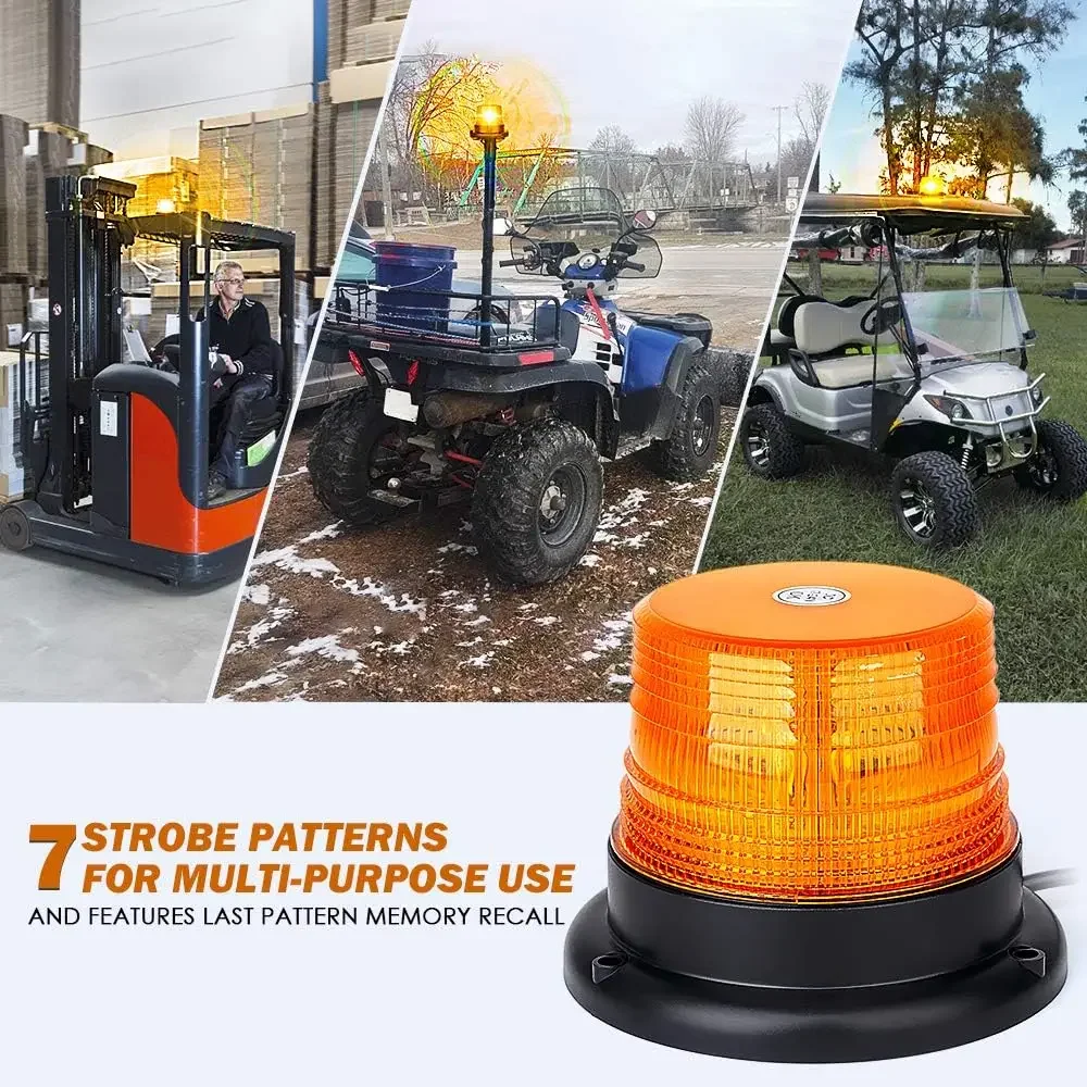 30 LED Car Strobe Light Bar - Amber Emergency Flashing Beacon With Magnetic Base & 16ft Cord