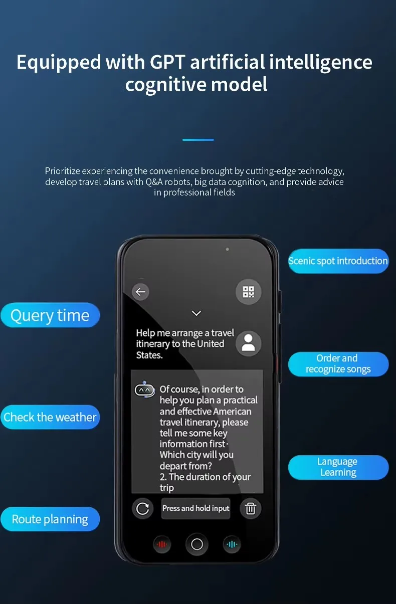 D8 Portable Translator Device 144 Languages 5inch GPT 8GB Memory AI Voice Translation Real-Time Smart Voice Photo Translate