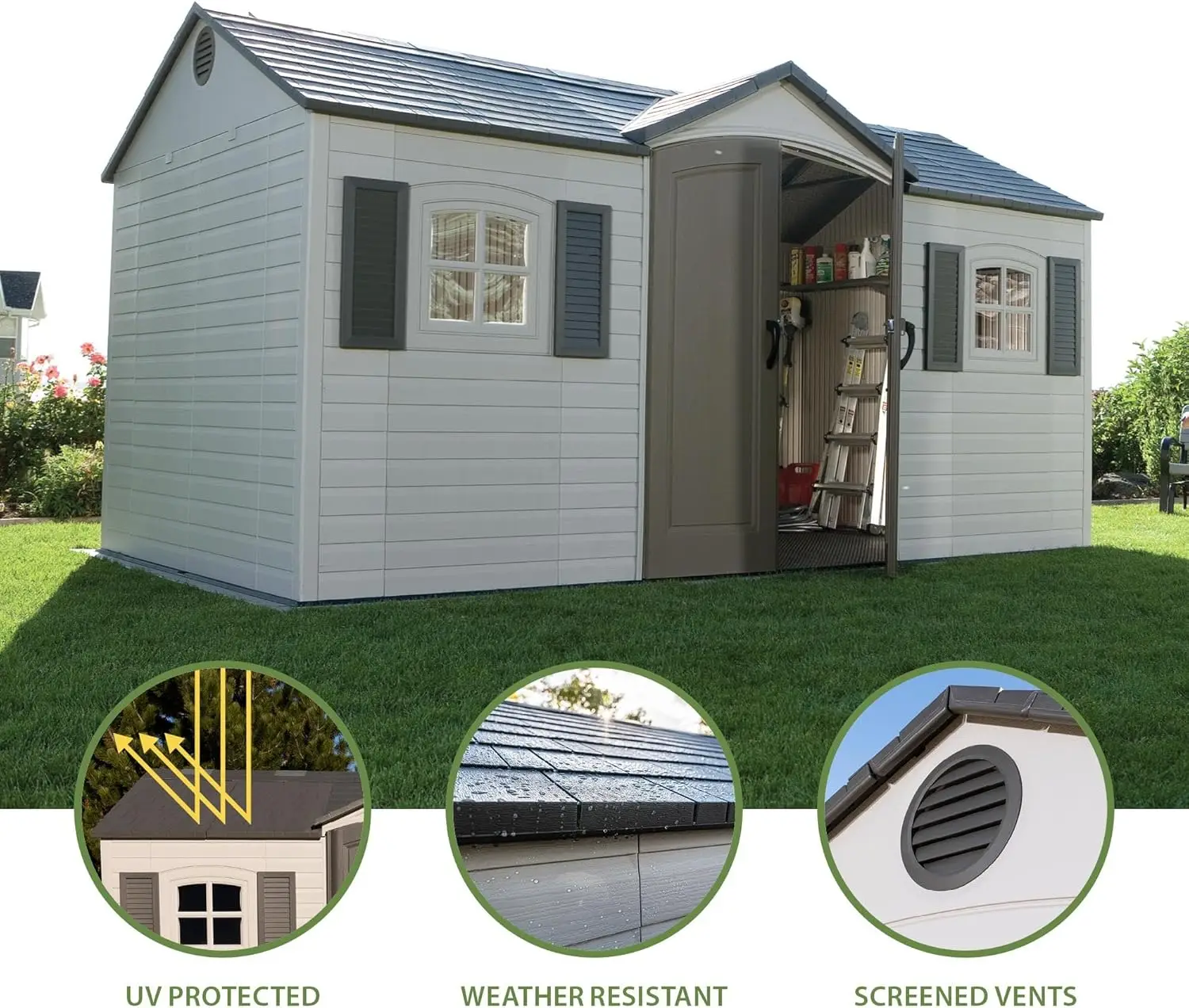 8x15 Outdoor Storage Shed in Desert Sand 3