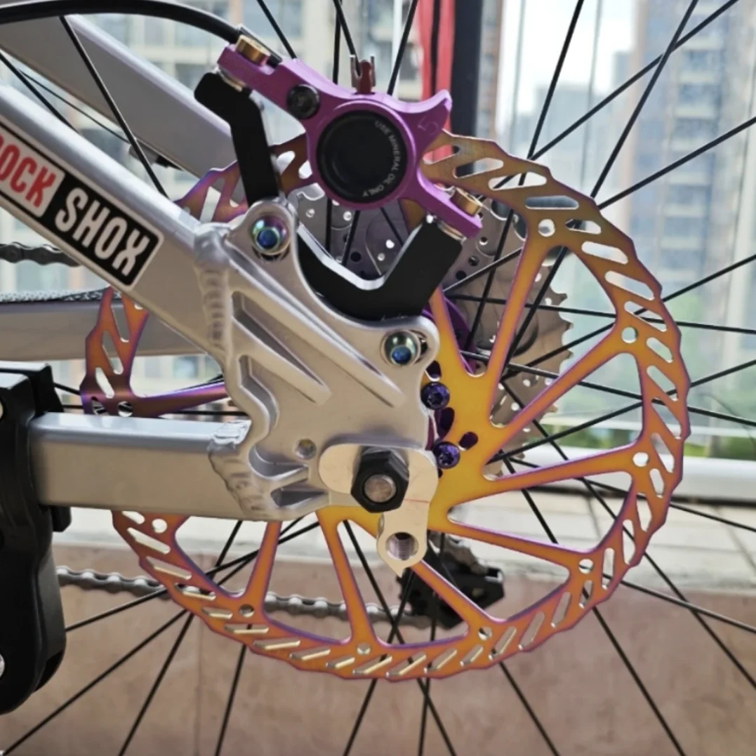 140 mm/160 mm/180 mm/203 mm Fahrrad-Scheibenbremsscheibe aus Edelstahl, mit 6 Schrauben, für MTB/Rennräder, buntes und stilvolles Design – Detail 12