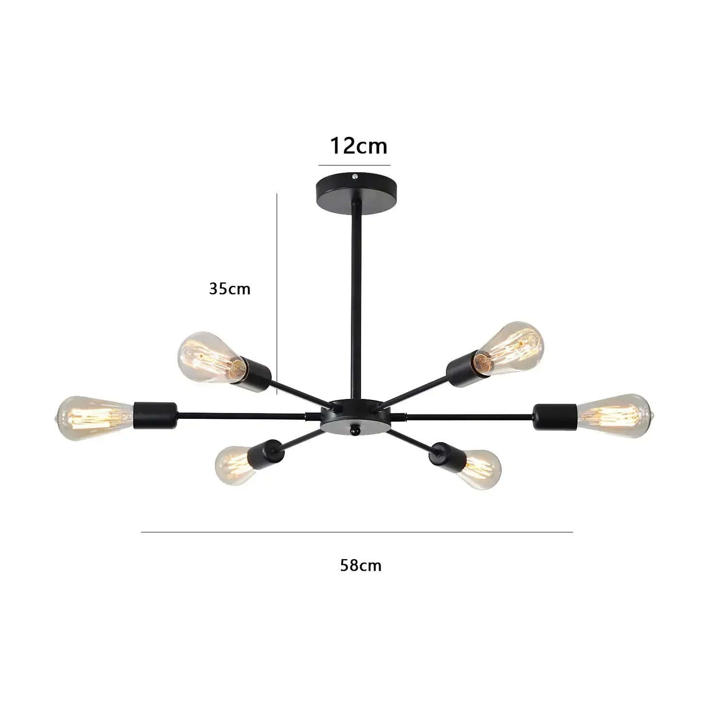 Description Picture 6 of itemModern Ceiling Chandelier 6/8 Heads Iron Black Lighting Fixtures Living Room E27 Suspended Ceiling Light Chandelier Home Decor
