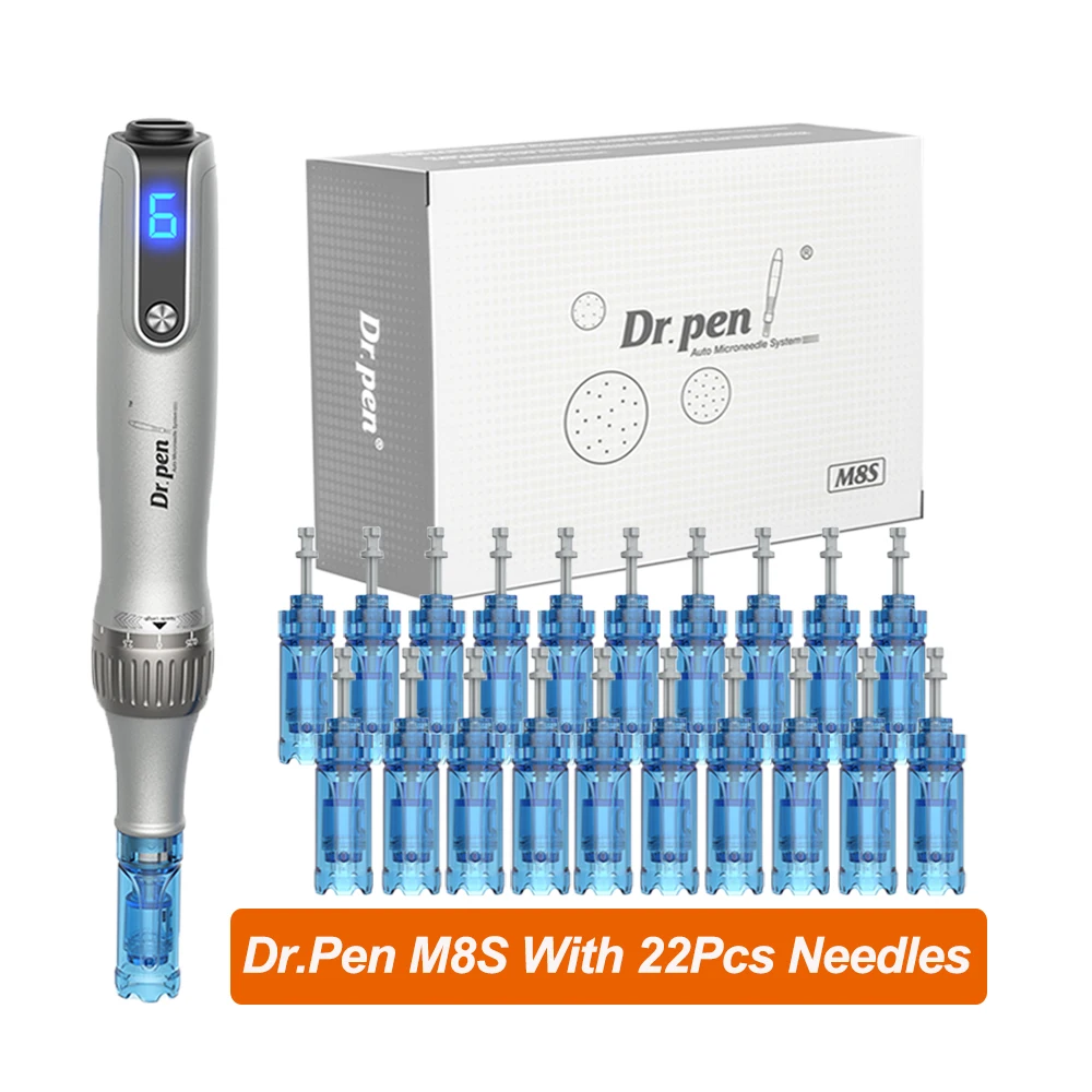 Микроигольная ручка Dr Pen M8S с 22 картриджами игл