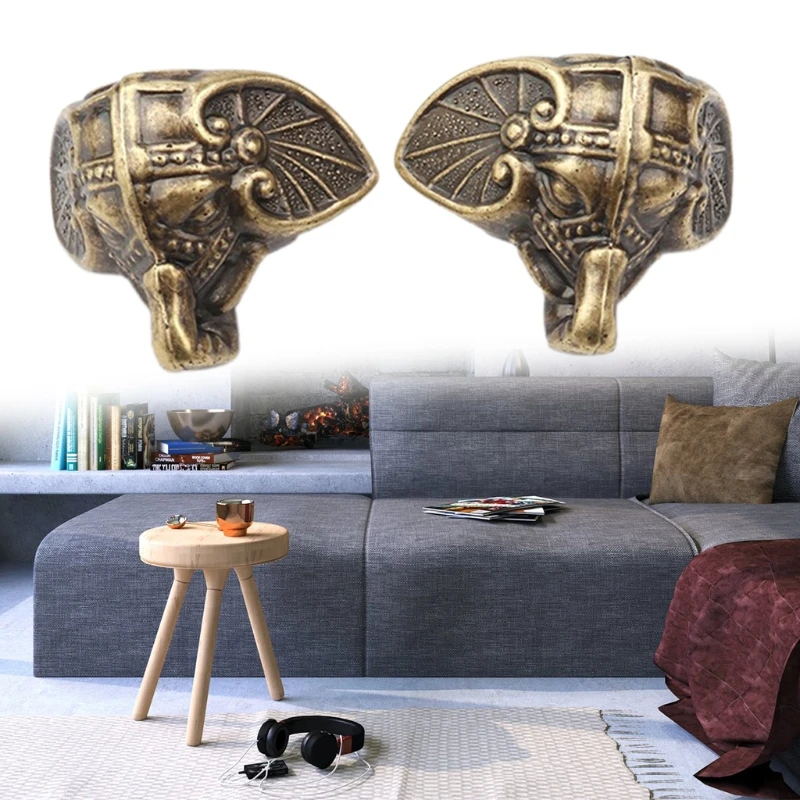 Antique Elephant Vintage Bronze Jewelry Chest Box Wooden for Case Decorative for Protection Feet Leg Plast 4 Pcs 28x22mm Q84D