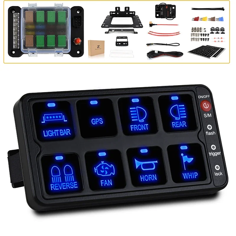 8-gangs-Switch-Panel-Universal-LED-On-Off-Slim-Control-DC-12-24V-Power ...