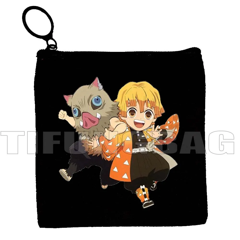 Demon Slayer Anime Kimetsu Kamado Nezuko Girl Inosuke Muichiro Tokito Tangiro Canvas Coin Purse Square Key Card Bag Wallet Pouch coin purse women wallet coin wallet