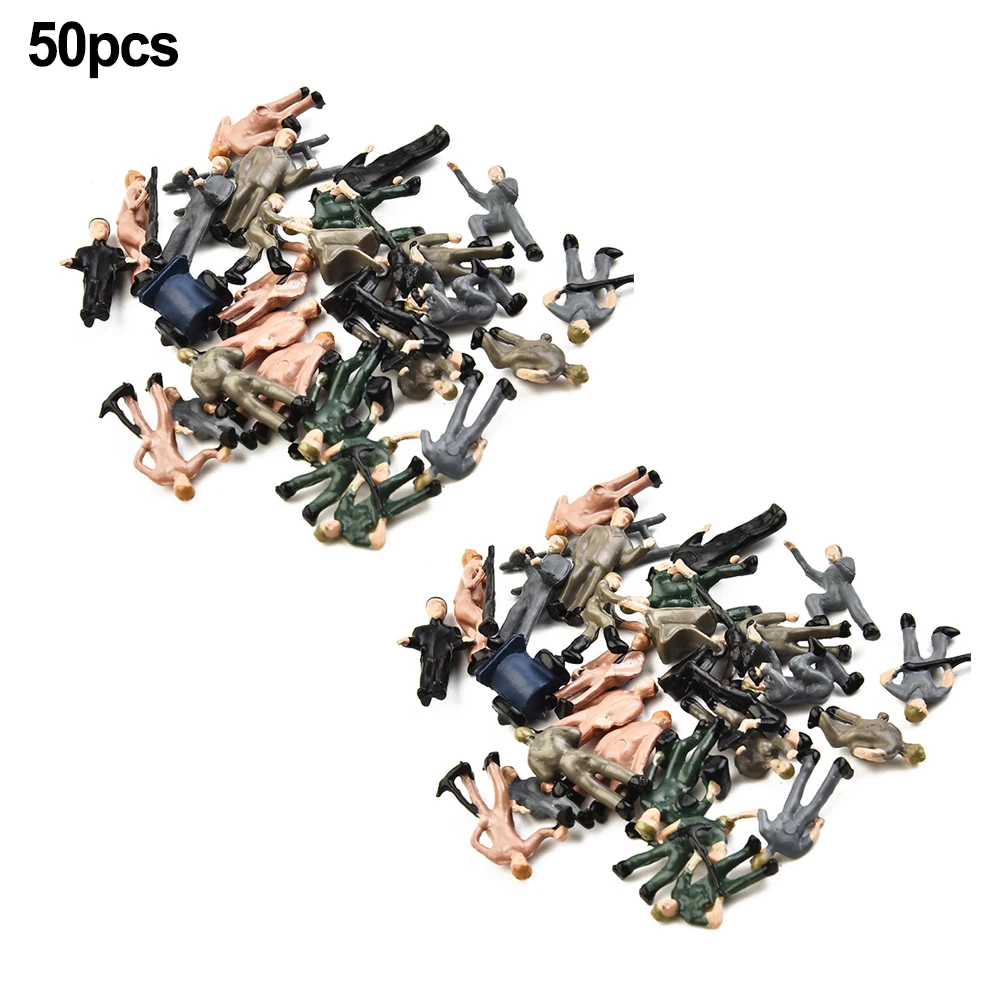 50pcs187HOScaleModelTrainTrackRailroadWorkerPeopleFigures