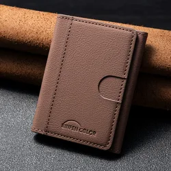 Compact Magnetic Leather Wallet with Stand and Card Holder Functionality (Brown)