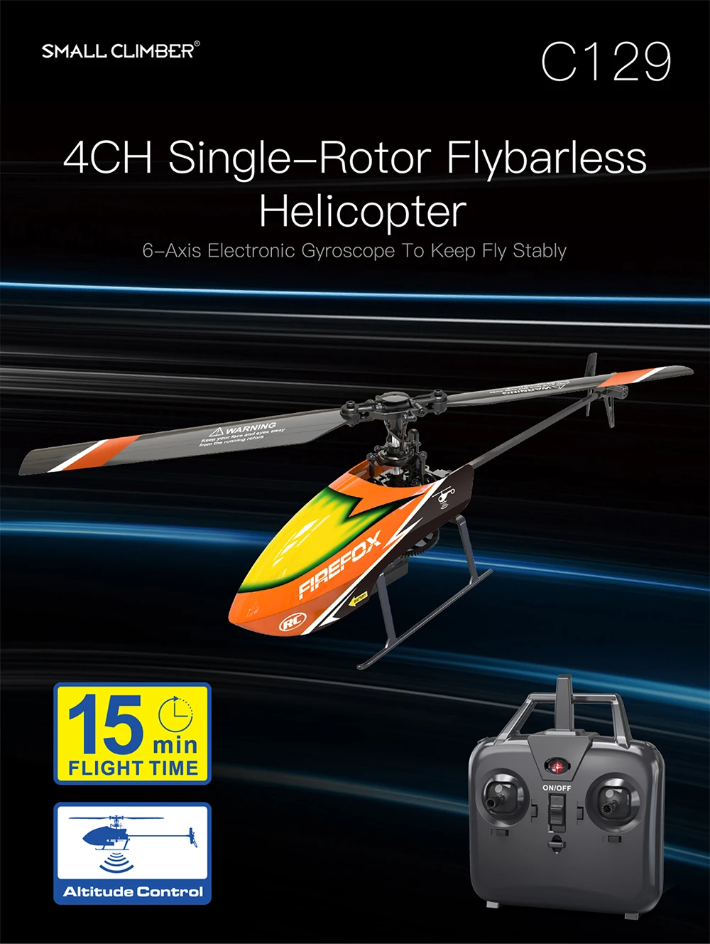 RC ERA C129 헬리콥터 4채널 고도조절 싱글로터 헬리콥터 10분 비행 6축 자이로 100M 원격 조종 비행기