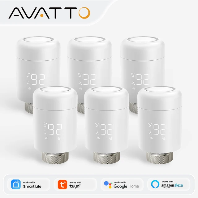 AVATTO Tuya 1-6PCS Wifi TRV Radiator Actuator Valve Thermostatic Radiator Valve Temperature Controller Support Alexa Google Home