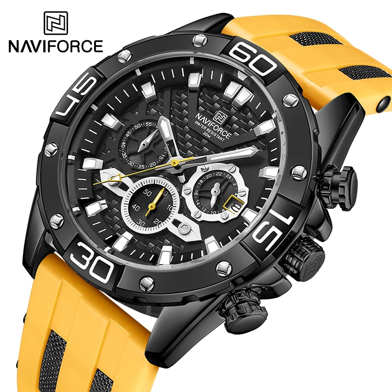 

NAVIFORCE Casual Silicone Strap Man Wrist Watches Fashion Sports Waterproof Watch Men Quartz Chronograph Clock Relogio Masculino