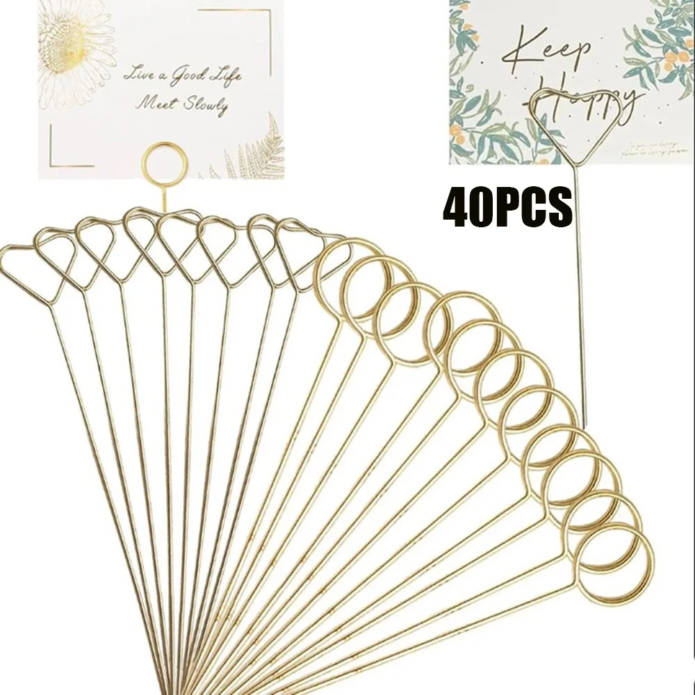 Floral Card Holder Metal Wire Holder Photo Stick Clip 40Pcs for Wedding Party Decorations floral card holders